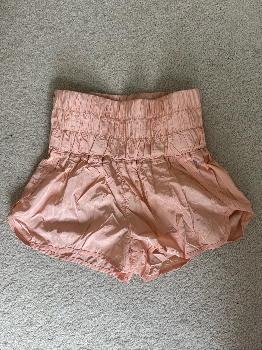 Free People Peach High-Rise Ruched Waist Athletic Shorts